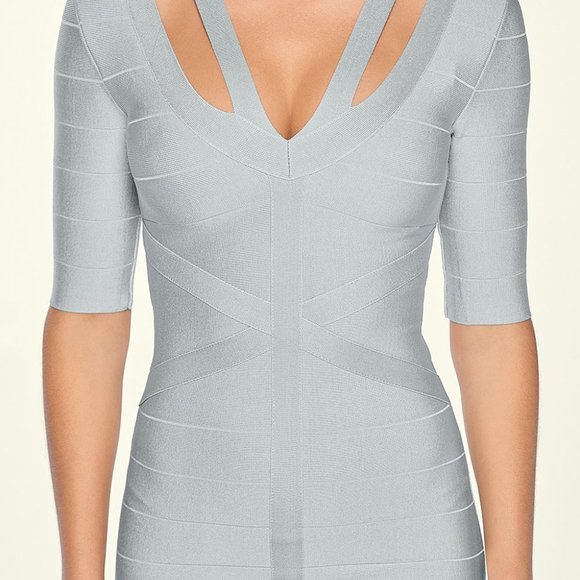 NWT Venus Bidycon Bandage Dress Silver - Figure-tracing Hour Glass - Picture 2 of 14